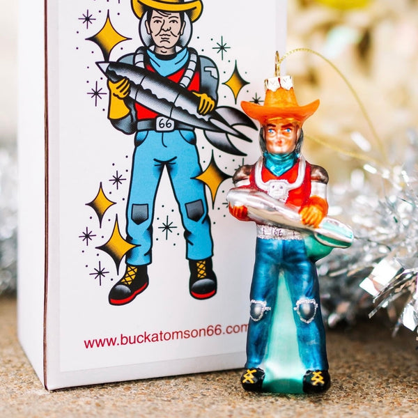 Buck Atom Blown Glass Ornament
