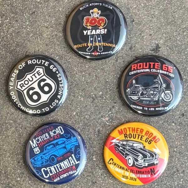 Limited Route 66 Centennial Button Pack of 5