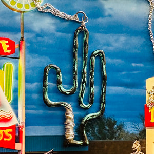 Open Metal Cactus Necklace