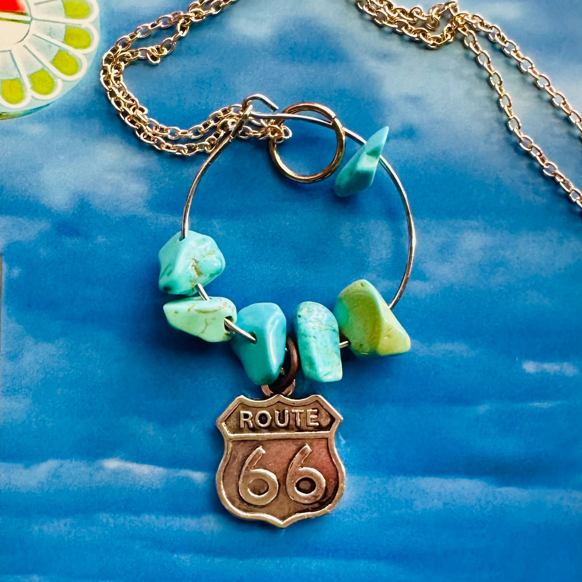 Route 66/Turquoise Hoop Necklace