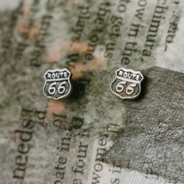 Sterling Silver Route 66 Stud Earrings By From Mars Metals
