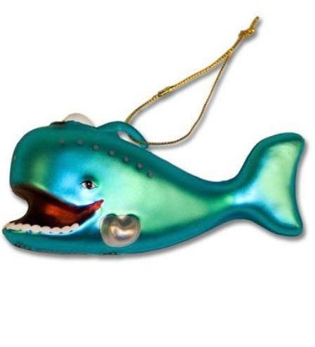 Blue Whale Blown Glass Ornament