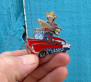 Route 66 Tattoo Man 56 Chevy and Buck Magnet