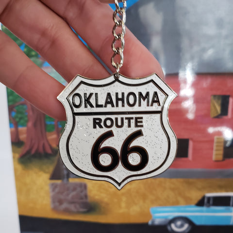 Oklahoma 66 Shield Keychain