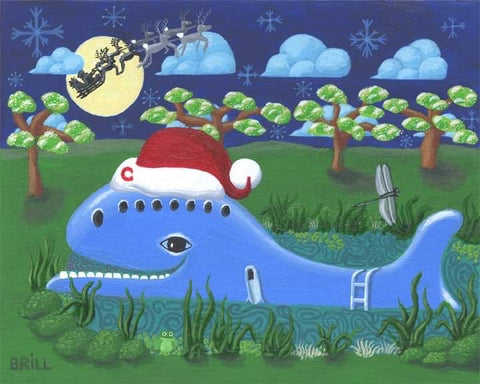 Blue Whale Christmas 5 X 7 Card