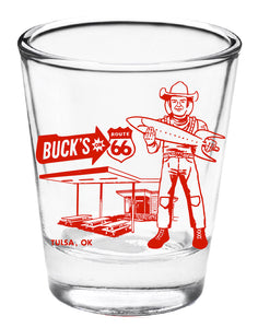 Buck Atom Muffler Man Shot Glass