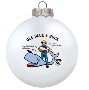 Glass Ole Blue & Buck Holiday Ball Ornament