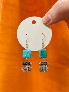 Square Turquoise - Route 66 Earrings