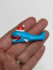 Santa Blue Whale Magnet